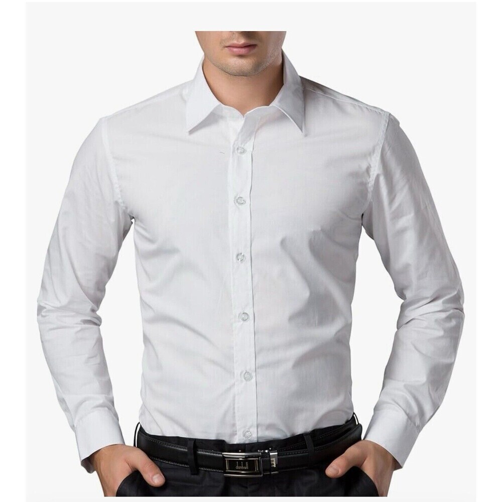 Paul Jones Men's Long Sleeves Button Down Dress Shirts white size 5XL
